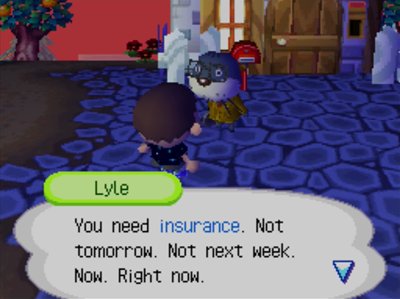 animal crossing wild world Lyle’s Insurance